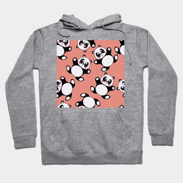 Cute Pandas Vector Art Kids Pattern Seamless Hoodie by MichelMM